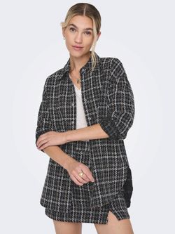 Sobrecamisa oversize de cuadros grandes & lurex Only Black