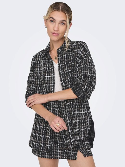 Sobrecamisa oversize de cuadros grandes & lurex Only Black