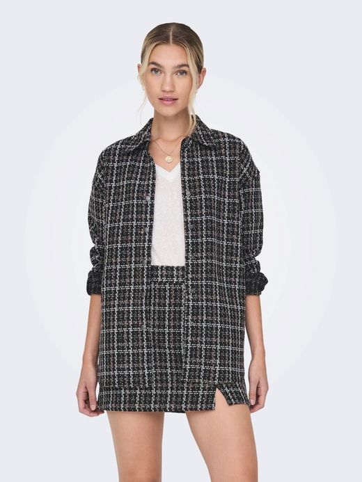Sobrecamisa oversize de cuadros grandes & lurex Only Black