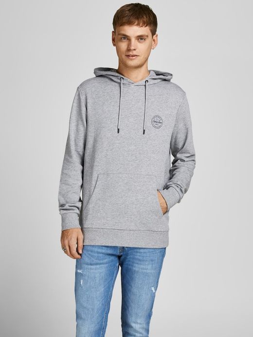Sudadera básica con capucha Jack & Jones Light Grey Mela
