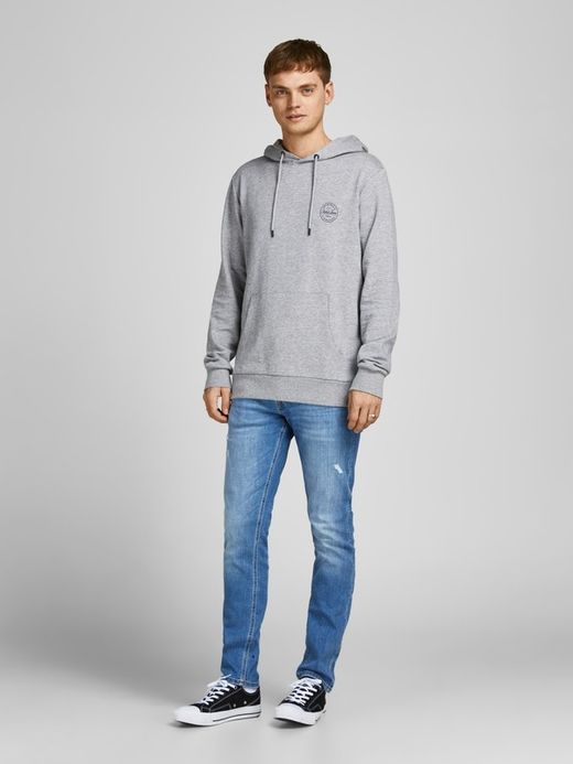 Sudadera básica con capucha Jack & Jones Light Grey Mela