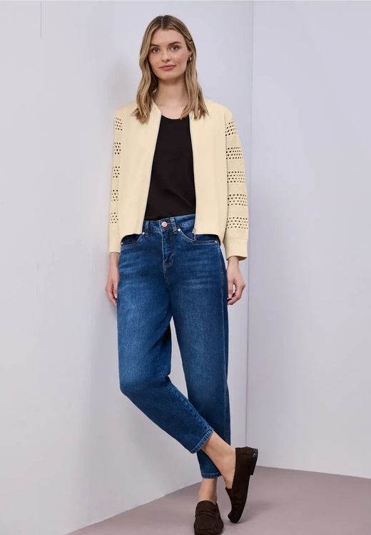 Sudadera combinada con cremallera Street One Beige