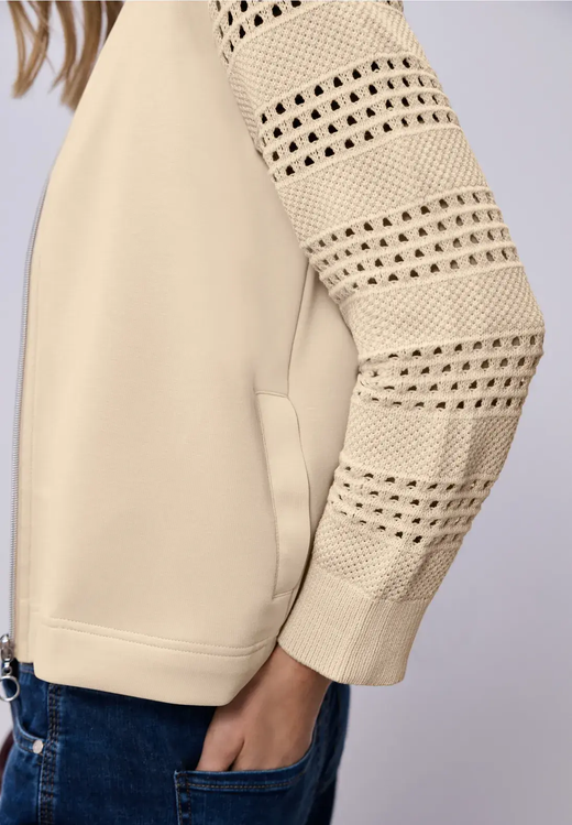 Sudadera combinada con cremallera Street One Beige