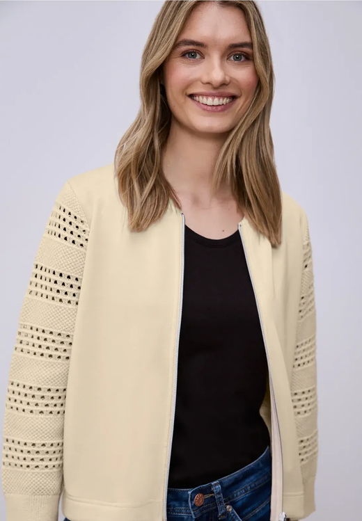 Sudadera combinada con cremallera Street One Beige