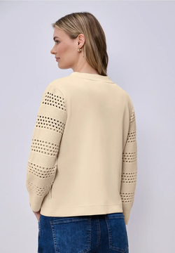 Sudadera combinada con cremallera Street One Beige