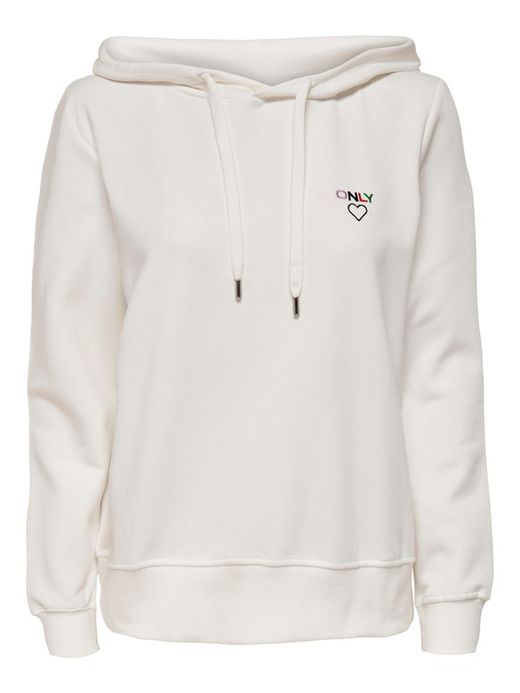 Sudadera con capucha con corazón bordado Only Cloud Dancer