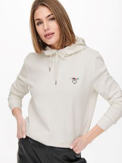 Sudadera con capucha con corazón bordado Only Cloud Dancer