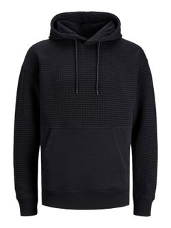 Sudadera con capucha con cuadros relieve Jack & Jones Black