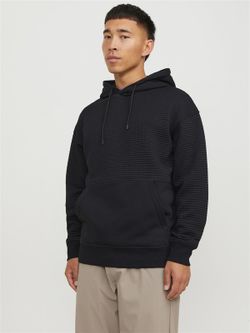 Sudadera con capucha con cuadros relieve Jack & Jones Black