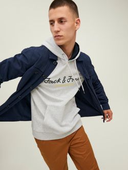 Sudadera con capucha con letras branding Jack & Jones Light Grey Mela