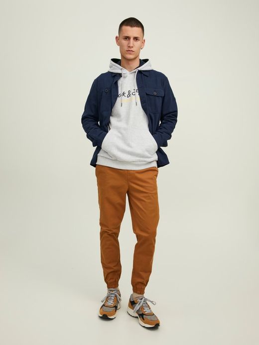 Sudadera con capucha con letras branding Jack & Jones Light Grey Mela