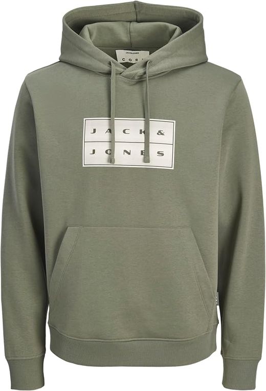 Sudadera con capucha con letras J&J Jack & Jones Vetiver