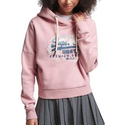 Sudadera con capucha con serigrafía branding Superdry Soft Pink