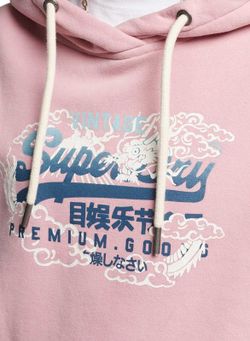 Sudadera con capucha con serigrafía branding Superdry Soft Pink