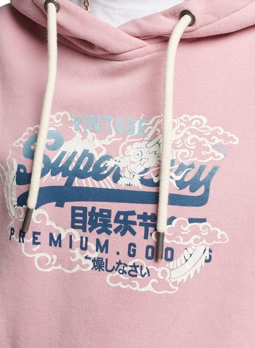 Sudadera con capucha con serigrafía branding Superdry Soft Pink
