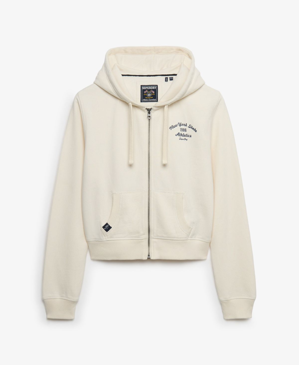 Sudadera con capucha corta con cremallera Superdry Bone White