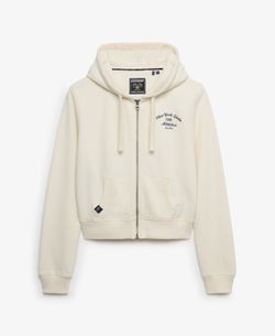 Sudadera con capucha corta con cremallera Superdry Bone White