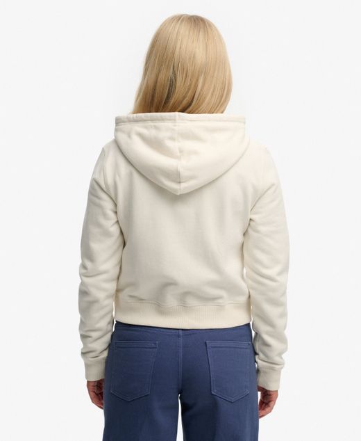 Sudadera con capucha corta con cremallera Superdry Bone White