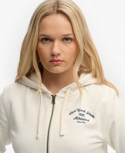 Sudadera con capucha corta con cremallera Superdry Bone White