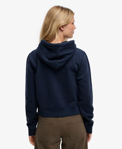 Sudadera con capucha corta con cremallera Superdry Navy