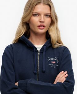 Sudadera con capucha corta con cremallera Superdry Navy
