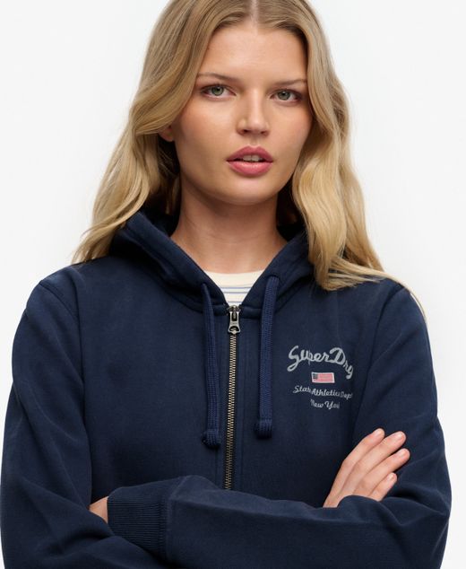 Sudadera con capucha corta con cremallera Superdry Navy