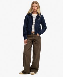 Sudadera con capucha corta con cremallera Superdry Navy