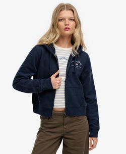 Sudadera con capucha corta con cremallera Superdry Navy