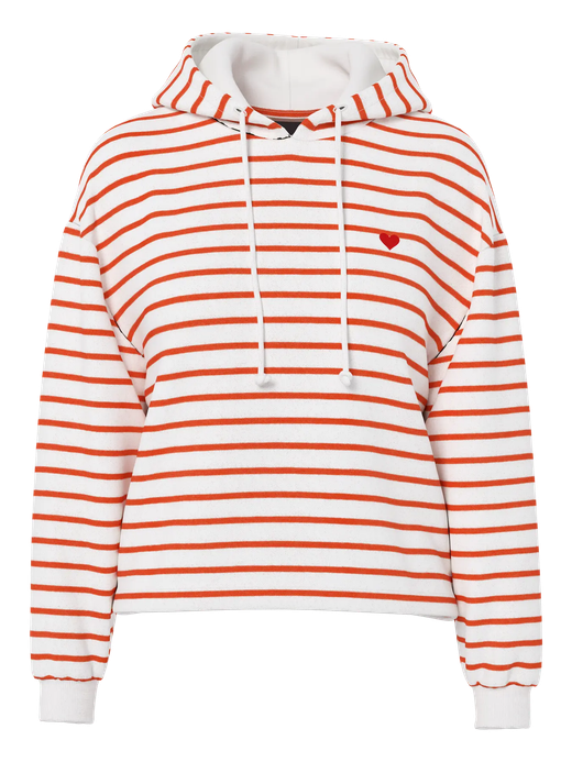 Sudadera con capucha de rayas horizontales Pieces Cloud Dancer