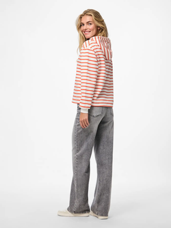 Sudadera con capucha de rayas horizontales Pieces Cloud Dancer