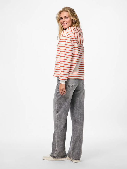 Sudadera con capucha de rayas horizontales Pieces Cloud Dancer