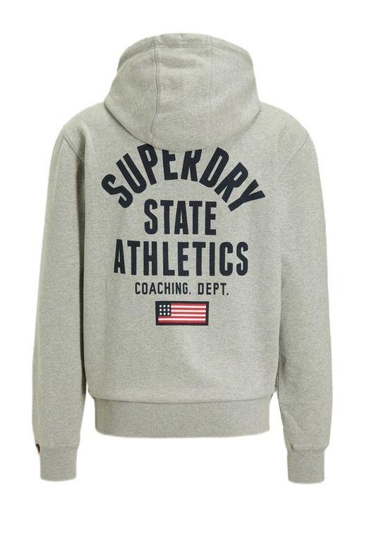 Sudadera con capucha y con backprint letras branding Superdry Grey Marl