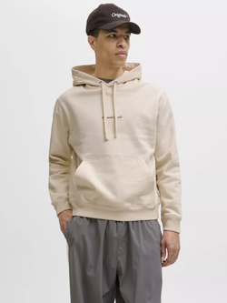 Sudadera con capucha y con pequeño bordado Originals Studio Jack & Jones Antique White