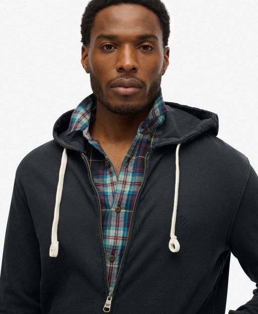 Sudadera con capucha y cremallera envejecida Superdry Bradley Navy