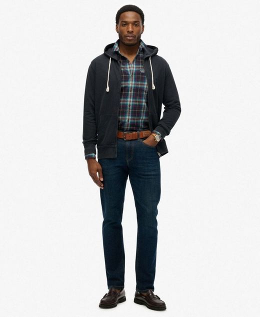 Sudadera con capucha y cremallera envejecida Superdry Bradley Navy