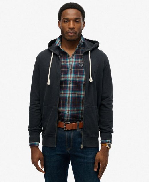 Sudadera con capucha y cremallera envejecida Superdry Bradley Navy