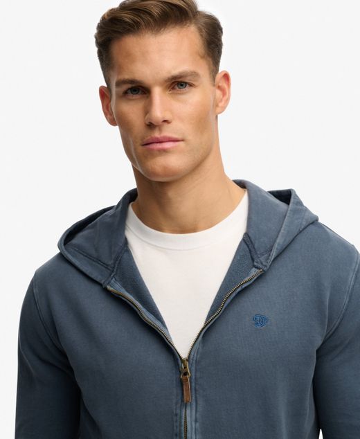 Sudadera con capucha y cremallera envejecida Superdry Slate