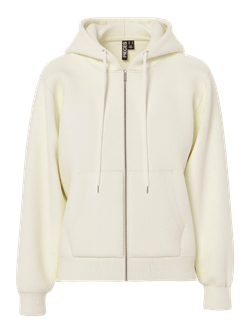 Sudadera con capucha y cremallera Pieces White Pepper