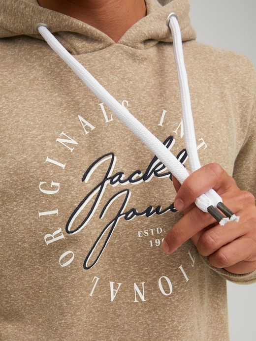 Sudadera con capucha y letras branding bordadas Jack & Jones Tigers Eye