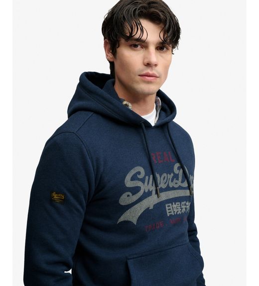Sudadera con capucha y letras branding Superdry Bluestone