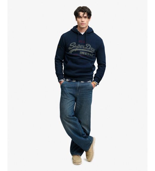 Sudadera con capucha y letras branding Superdry Bluestone