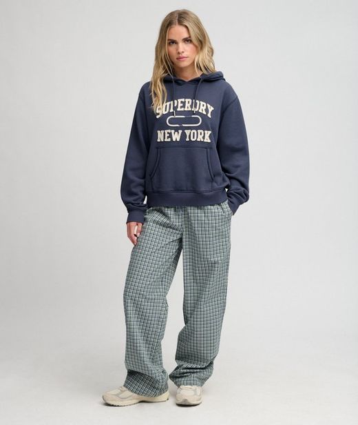Sudadera con capucha y letras branding Superdry Dark Blue