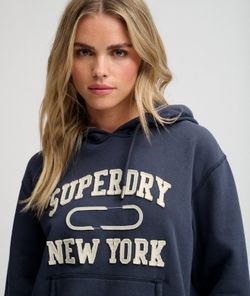Sudadera con capucha y letras branding Superdry Dark Blue