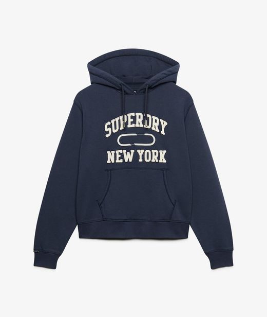 Sudadera con capucha y letras branding Superdry Dark Blue