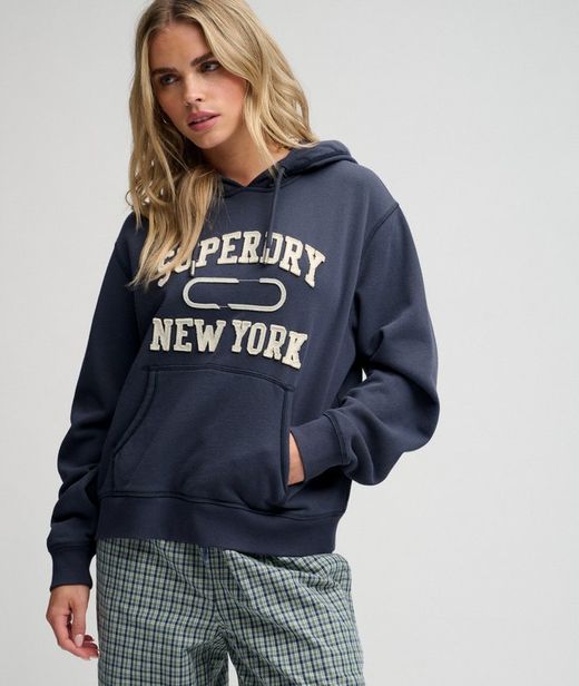Sudadera con capucha y letras branding Superdry Dark Blue