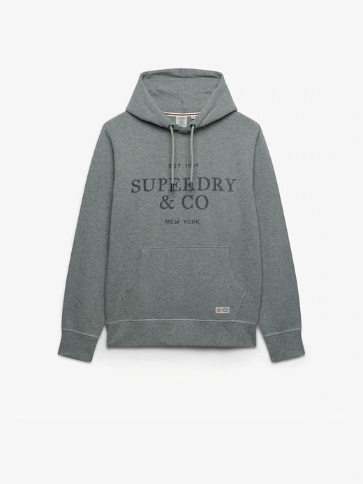 Sudadera con capucha y letras branding Superdry Grey Marl