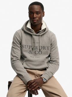 Sudadera con capucha y letras branding Superdry Grey Marl