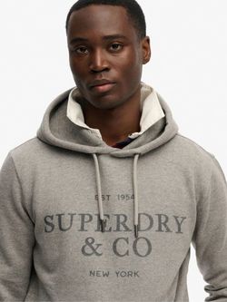 Sudadera con capucha y letras branding Superdry Grey Marl