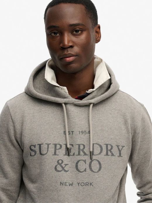 Sudadera con capucha y letras branding Superdry Grey Marl