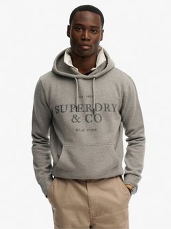Sudadera con capucha y letras branding Superdry Grey Marl